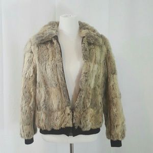 Vintage Rabbit Fur Bomber Jacket M/L